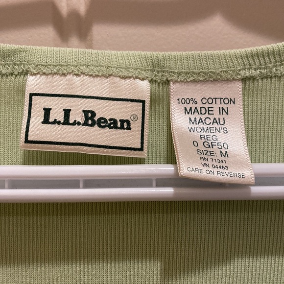 L.L. Bean VTG Women’s Sz M Modest Maxi Dress Green Cotton V-Neck Short Sleeves - Picture 2 of 4